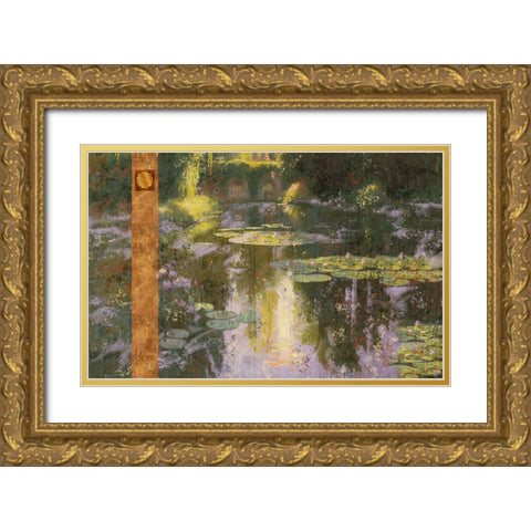 Water lilies Abstract I Gold Ornate Wood Framed Art Print with Double Matting by Wiley, Marta