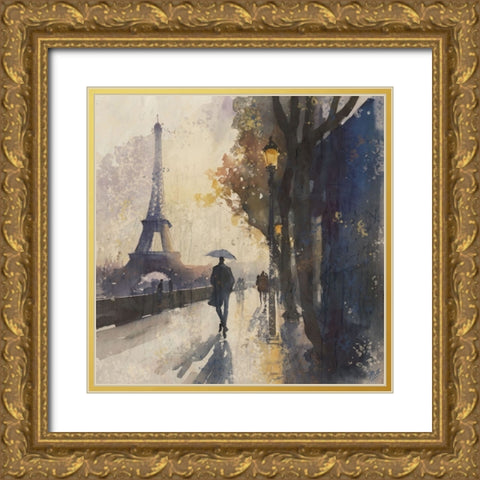 Paris Nights I Gold Ornate Wood Framed Art Print with Double Matting by Wiley, Marta