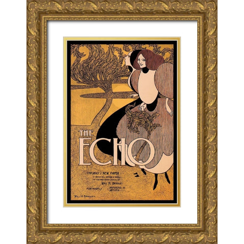 The Echo, 1895 Gold Ornate Wood Framed Art Print with Double Matting by Bradley, William H.