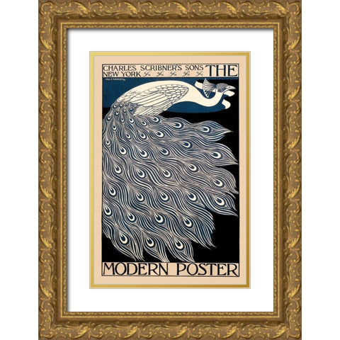The Modern Poster, 1895 Gold Ornate Wood Framed Art Print with Double Matting by Bradley, William H.