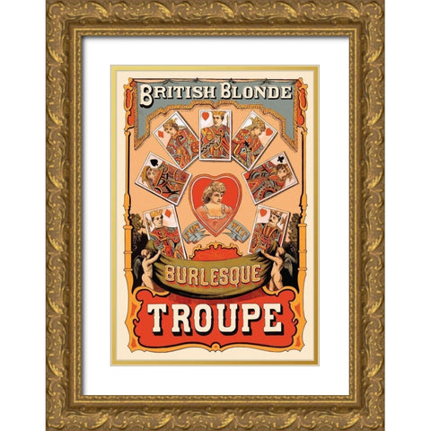 British Blonde Burlesque Troupe, 1870 Gold Ornate Wood Framed Art Print with Double Matting by Corbyn, Sheridan