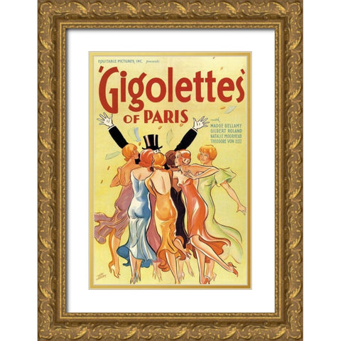 Gigolettes of Paris, 1929 Gold Ornate Wood Framed Art Print with Double Matting by Hadley, Hap