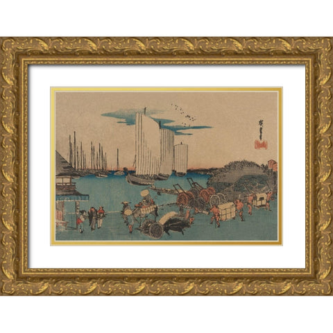 Okido at Takanawa (Takanawa okido no zu), 1832 Gold Ornate Wood Framed Art Print with Double Matting by Hiroshige, Ando