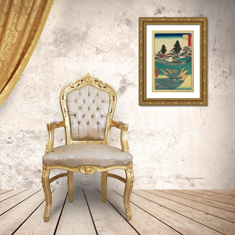 Totsuka, 1855 Gold Ornate Wood Framed Art Print with Double Matting by Hiroshige, Ando