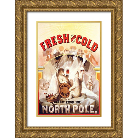 Fresh and Cold - Direct from the North Pole, 1877 Gold Ornate Wood Framed Art Print with Double Matting by Klemm, F.
