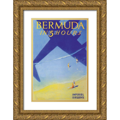 Bermuda in 5 Hours, 1937 Gold Ornate Wood Framed Art Print with Double Matting by Lawler, Paul