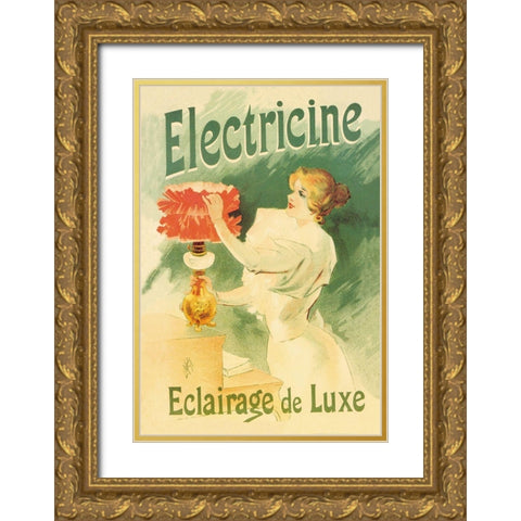 Electricine, Luxury Lighting, 1895 Gold Ornate Wood Framed Art Print with Double Matting by Lefevre, Lucien