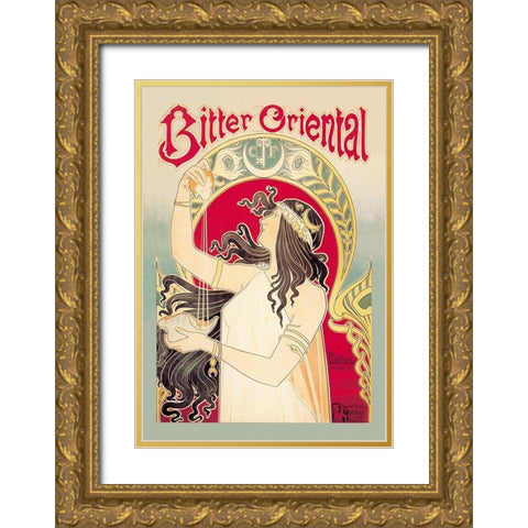Bitter Oriental Gold Ornate Wood Framed Art Print with Double Matting by Livemont, Privat