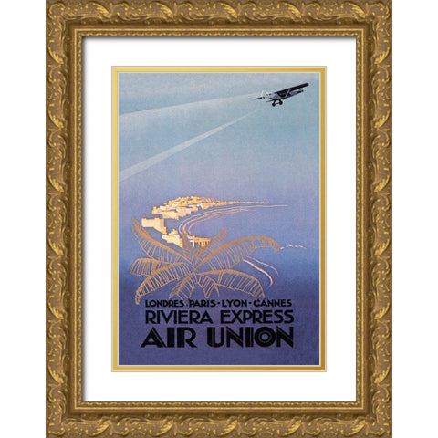 Riviera Express Air Union Gold Ornate Wood Framed Art Print with Double Matting by Maurus, E.