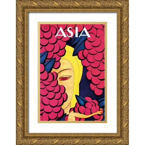 Persian Low Hanging Grapes with Title, 1926 Gold Ornate Wood Framed Art Print with Double Matting by McIntosh, Frank