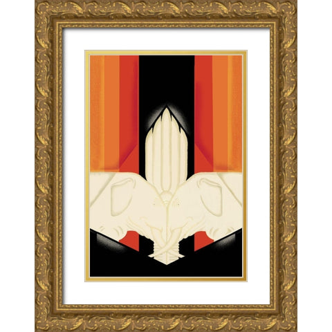 The Ivory Elephants, 1927 Gold Ornate Wood Framed Art Print with Double Matting by McIntosh, Frank