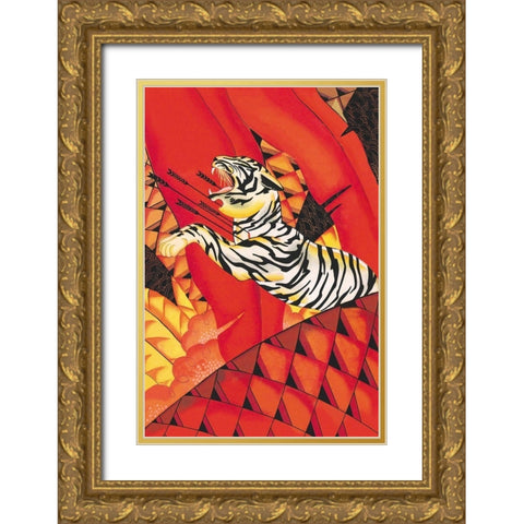 Tiger!, 1928 Gold Ornate Wood Framed Art Print with Double Matting by McIntosh, Frank