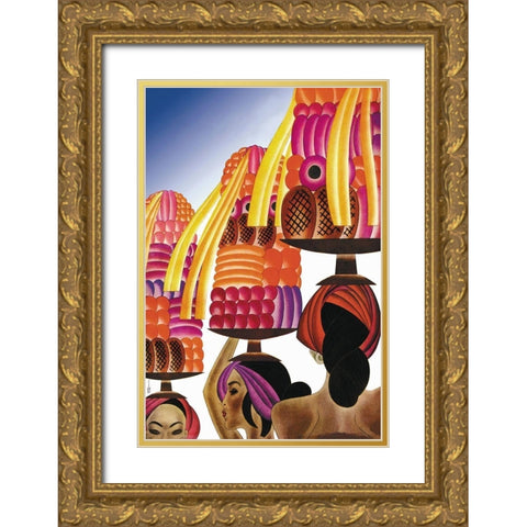 The Balinese Go Templewards, 1931 Gold Ornate Wood Framed Art Print with Double Matting by McIntosh, Frank