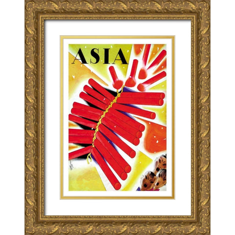 Chinese Fire Crackers with Title, 1932 Gold Ornate Wood Framed Art Print with Double Matting by McIntosh, Frank
