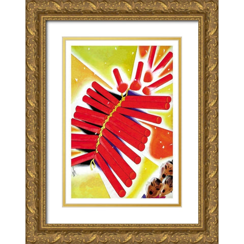 Chinese Fire Crackers, 1932 Gold Ornate Wood Framed Art Print with Double Matting by McIntosh, Frank