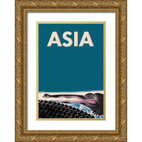 Crocodile, 1933 Gold Ornate Wood Framed Art Print with Double Matting by McIntosh, Frank