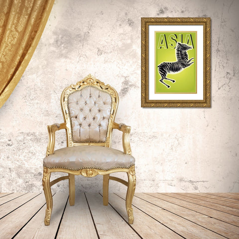 Zebra with Title, 1933 Gold Ornate Wood Framed Art Print with Double Matting by McIntosh, Frank