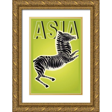 Zebra with Title, 1933 Gold Ornate Wood Framed Art Print with Double Matting by McIntosh, Frank