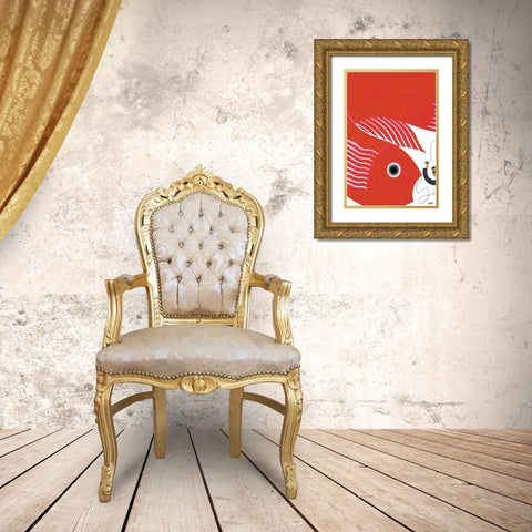 The Fish-Kite No Title, 1933 Gold Ornate Wood Framed Art Print with Double Matting by McIntosh, Frank