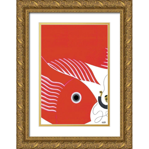 The Fish-Kite No Title, 1933 Gold Ornate Wood Framed Art Print with Double Matting by McIntosh, Frank