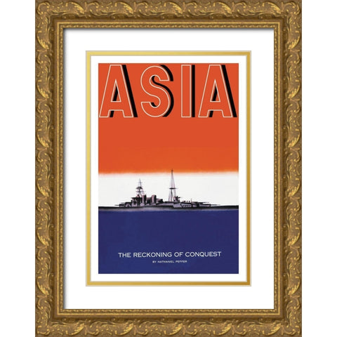 Defender of the Seas with Title, 1935 Gold Ornate Wood Framed Art Print with Double Matting by McIntosh, Frank