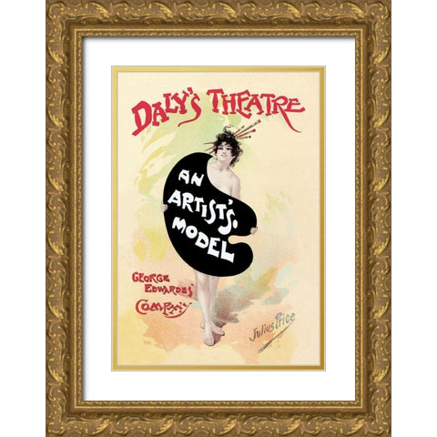 An Painters Model, 1895 Gold Ornate Wood Framed Art Print with Double Matting by Price, Julius Mendes