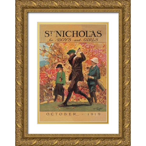 St. Nicholas for Boys and Girls, 1919 Gold Ornate Wood Framed Art Print with Double Matting by Price, Garrett