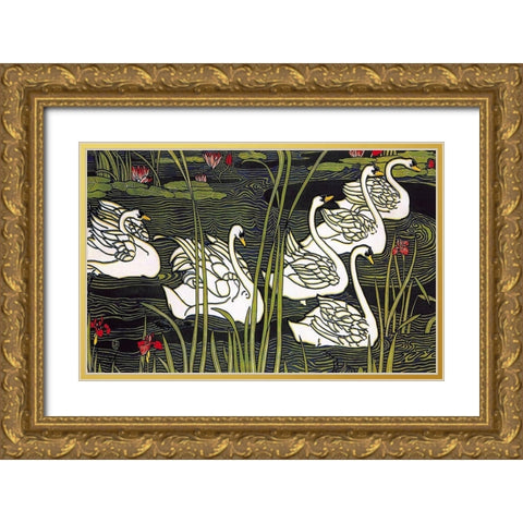 Journal de la Beaute Gold Ornate Wood Framed Art Print with Double Matting by Rhead, Louis