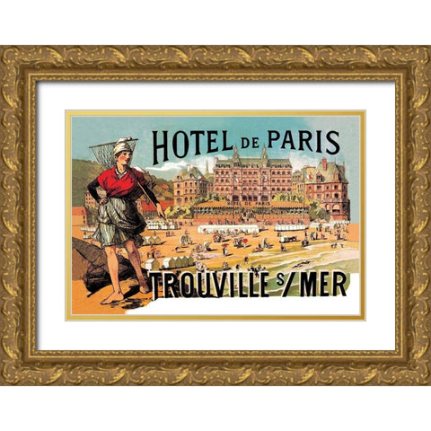 Hotel de Paris: Trouville-sur-Mer, 1885 Gold Ornate Wood Framed Art Print with Double Matting by Steinlen, Theophile Alexandre