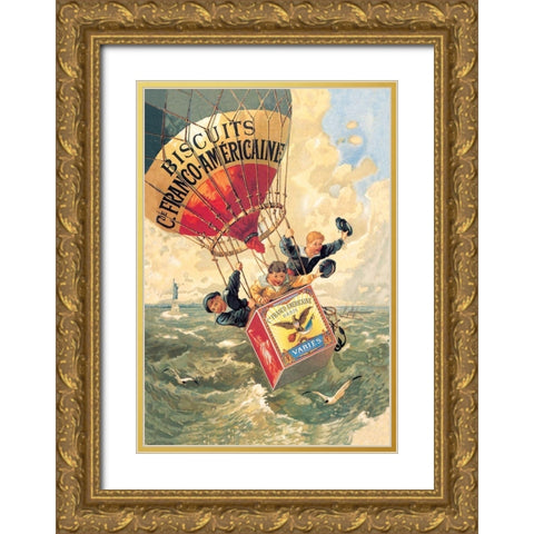 Biscuits Franco-Americaine, 1888 Gold Ornate Wood Framed Art Print with Double Matting by Steinlen, Theophile Alexandre