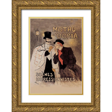 Mothu et Doria, 1893 Gold Ornate Wood Framed Art Print with Double Matting by Steinlen, Theophile Alexandre