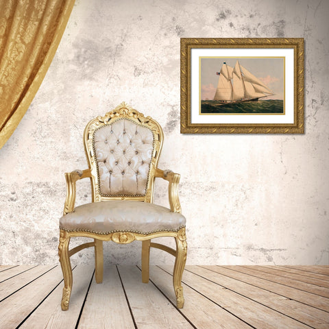 The Yacht  Gold Ornate Wood Framed Art Print with Double Matting by Unknown