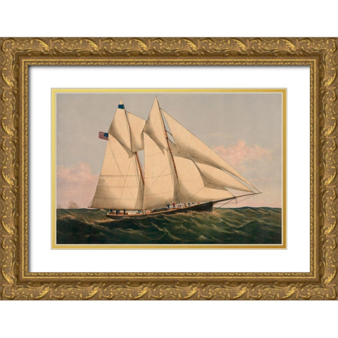 The Yacht  Gold Ornate Wood Framed Art Print with Double Matting by Unknown