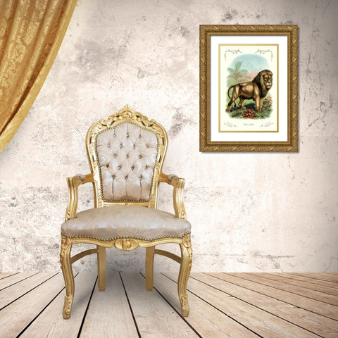 The Lion, 1900 Gold Ornate Wood Framed Art Print with Double Matting by Unknown