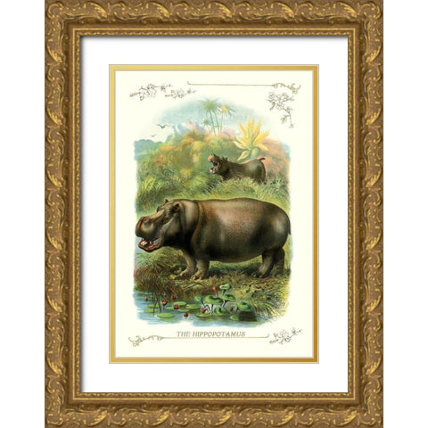 The Hippopotamus, 1900 Gold Ornate Wood Framed Art Print with Double Matting by Unknown