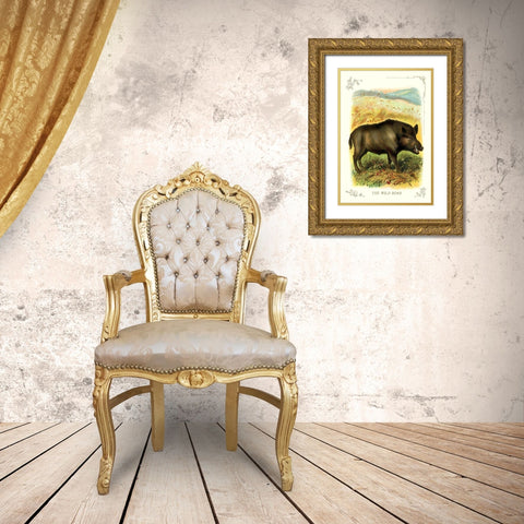 The Wild Boar, 1900 Gold Ornate Wood Framed Art Print with Double Matting by Unknown