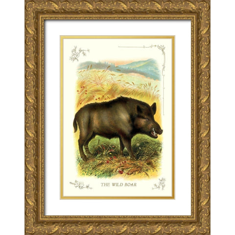 The Wild Boar, 1900 Gold Ornate Wood Framed Art Print with Double Matting by Unknown