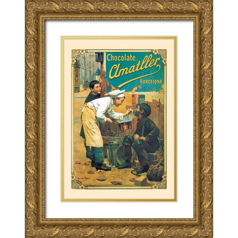 Chocolate Amatller, 1913 Gold Ornate Wood Framed Art Print with Double Matting by Unknown
