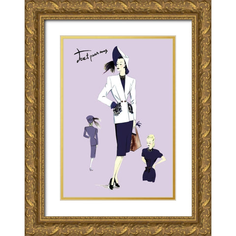 Dressy Suit with Hat, 1947 Gold Ornate Wood Framed Art Print with Double Matting by Unknown