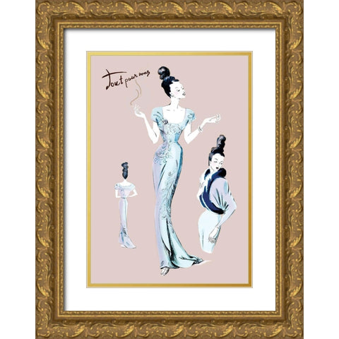 Elegance with an Up-Do, 1947 Gold Ornate Wood Framed Art Print with Double Matting by Unknown