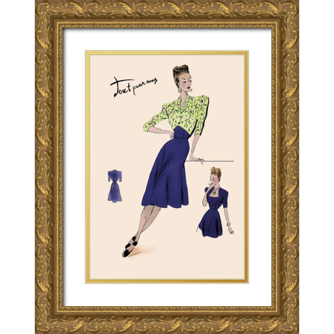 Style for Every Day, 1947 Gold Ornate Wood Framed Art Print with Double Matting by Unknown