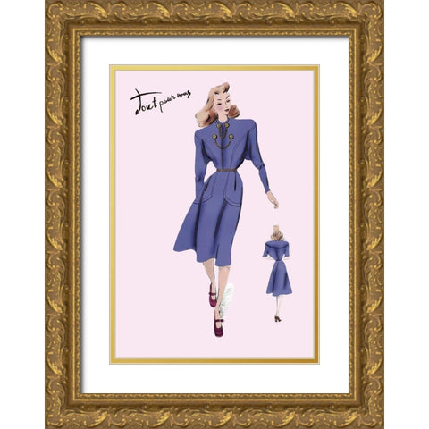 On the Go in Royal Blue, 1947 Gold Ornate Wood Framed Art Print with Double Matting by Unknown