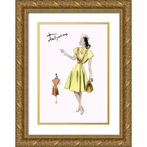 Spring Dress and Bag, 1947 Gold Ornate Wood Framed Art Print with Double Matting by Unknown