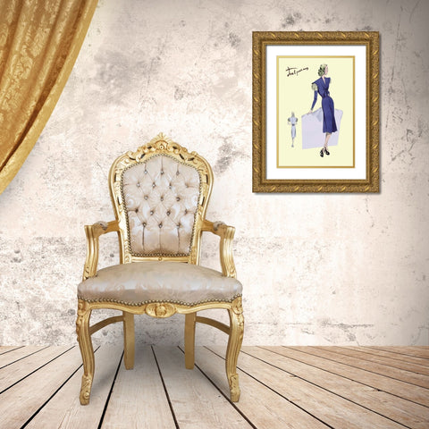 Dress Suit with Pleats, 1947 Gold Ornate Wood Framed Art Print with Double Matting by Unknown