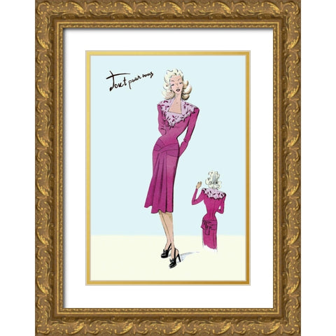 Flower Dress, 1947 Gold Ornate Wood Framed Art Print with Double Matting by Unknown