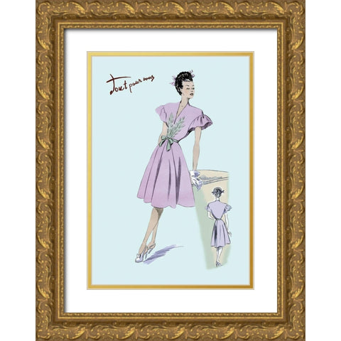Dress with Frills, 1947 Gold Ornate Wood Framed Art Print with Double Matting by Unknown