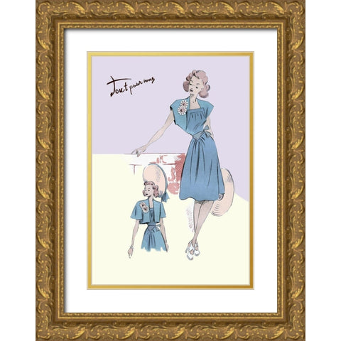 Spring Dress with Flowers, 1947 Gold Ornate Wood Framed Art Print with Double Matting by Unknown