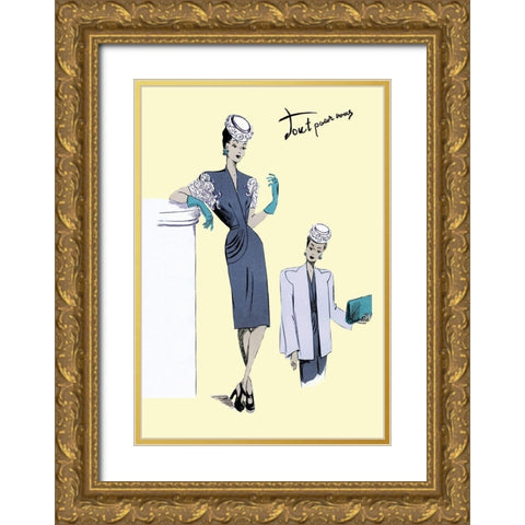 Classy Evening Wear, 1947 Gold Ornate Wood Framed Art Print with Double Matting by Unknown