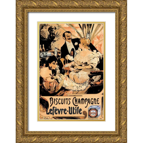 Biscuits Champagne Gold Ornate Wood Framed Art Print with Double Matting by Unknown