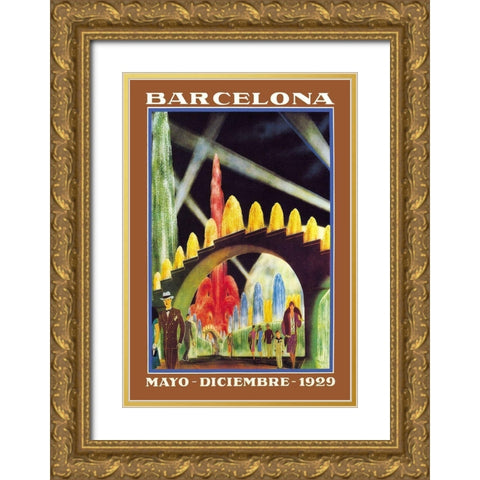 Barcelona Exposicion Internacional Gold Ornate Wood Framed Art Print with Double Matting by Unknown